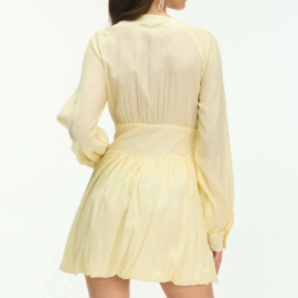 Cider Deep V Yellow Mini Dress - Picture 4 of 5